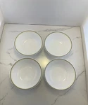 Set Of 4- Corelle Squared Collection Soup/ Cereal Bowl Brown And Green Rim. Fixed Price $18.00.