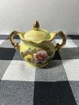 Enesco Sugar Bowl Pink Flowers With Gold Trim Miniature. Fixed Price $10.00.