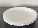 Vtg Arcopal France White Milk Glass Scalloped Set Of 4 Salad Or Dessert Plates. Fixed Price $34.95.