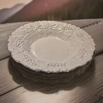 Vtg 4 Grappa Grape & Leaves Embossed White Pottery Pasta Or Soup Bowls Italy. Fixed Price $148.00.