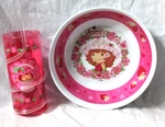 New With Tag Set Of 7" Strawberry Shortcake 2008 Melamine Bowl And Tumbler. Fixed Price $22.50.