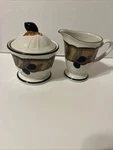 Vintage Noritake Olive Wreath Cream & Sugar Stoneware Japan 8684. Fixed Price $25.00.