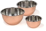 Set Of Stainless Steel Mix Serve Bowls 5, 3, 1.5 Qt. Hammered Copper Finish. Fixed Price $50.95.