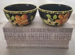 2 Gates Ware Handpainted Tropical Soup/ Cereal Bowls Blk/yellow. Fixed Price $11.90.