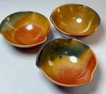 Set 3 Connie Christensen Art Studio Pottery Dimpled Bowls Hand Thrown Orange Sun. Fixed Price $27.99.