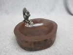 Pewter Squirrel + Mango Wood 9" Nut Bowl Signed By Vagabond House 1995. Fixed Price $38.00.