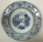 Light Blue Transferware Rhine Soup Bowl, John Meir & Son C1850. Fixed Price $25.00.