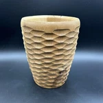 Enrico Products Acacia Wood Honeycomb Carved Utensil Vase Holder 6 Dia. 7 Tall. Fixed Price $17.99.