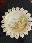 Antique Grainger Royal China Works Pierced Victorian Nut Dish Handpainted 1890S. Fixed Price $50.00.