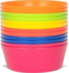 Plaskidy Kids Bowls Wheat Straw Set 10 Oz, Red Blue Pink Yellow Orange Green. Fixed Price $19.76.