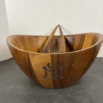 Nambe Gourmet Harmony 3 Piece Wooden Salad Bowl Set - Yankee Emblem. Fixed Price $50.40.