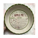 Dei Ceramic Apple Pie Dish 10" Food Theme Green Rim Oven Microwave Safe. Fixed Price $11.63.