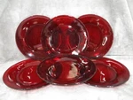 Arcoroc Vercors Salad Dessert Plate Set Round Ruby Red Glass 9" Diameter 6 Pcs. Fixed Price $79.20.