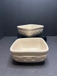 Set Of 2 Longaberger Pottery Woven Traditions Ivory Square Soup/cereal Bowl 5. Fixed Price $24.00.