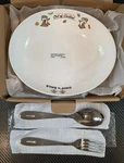 Disney Character Chip & Dale Ceramic Bowl With Fork Spoon - Merchandise. Fixed Price $82.80.