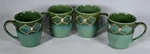 Set Of (4) Retired Pier 1 Prussia Green Hand-painted Stoneware Mugs. Fixed Price $31.96.