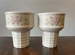 Pfaltzgraff Tea Rose Bowls Ice Cream Cone Dishes Cups Set 2. Fixed Price $25.00.