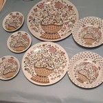 Srednick Decorative Wall Ceramic Basket Floral Set Plates & Bowls Glossy Round. Fixed Price $246.00.