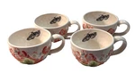 Set 4 Edie Rose Home Hydrangea Collection Ceramic Soup Cups Bowls Handle. Fixed Price $28.00.
