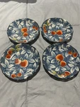 Andrea By Sadek 4 Vintage Blue Floral Leaf & Strawberry Design Sm Fruit Bowls. Fixed Price $22.00.