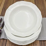 Mikasa French Countryside Rim Soup Bowl 8 1/2" White Scalloped Edges Set Of 6. Fixed Price $49.99.