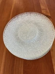 Set 8 Scandinavian Mid-century Ice Glass Plates Iittala Kosta Boda Style, 7.5". Fixed Price $159.95.