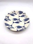 Blue Fish White Dinner Pasta Salad Bowls Ceramic 9.5 Portugal Farmhouse Swim. Fixed Price $39.00.