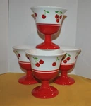 Sonoma Home Cherries Jubilee S/4 Red Cherry Pedestal Stem Dessert/ice Cream Cups. Fixed Price $39.59.