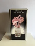Stoneware 8 Pc Kitchen Tool Set Crock Butterfly Floral Pink Utensils. Fixed Price $22.95.