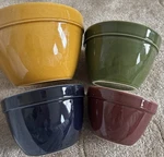 Crate & Barrel 4 Piece Set Of Ceramic Mixing Bowls Nesting Bright Colors. Fixed Price $44.99.