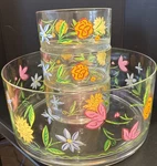 Dansk Clear Floral Tropical Melamine Salad Serving With 3 Matching Bowls. Fixed Price $29.99.