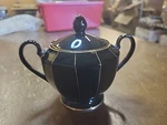 Mikasa Midnight Gold Sugar Bowl With Lid Black Porcelain L9903. Fixed Price $18.95.