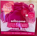 Chef Smart Silicone Lotus Bakeware Microwave/oven Safe Bowl Set 6 Pcs Pink - New. Fixed Price $6.89.