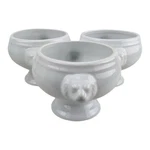 Sur La Table White Lion Head French Onion Soup Bowls- Set 3 Euc. Fixed Price $35.99.