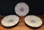 3 Vtg Laura Ashley 'sophia Blue' Floral, Check Rimmed Ceramic Soup/salad Bowls. Fixed Price $24.00.