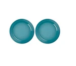 Of 2 Le Creuset Stoneware 10.5" Vancouver Dinner Plates Caribbean Blue - Nwt. Fixed Price $49.90.
