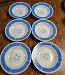 Set Of Six (6) Sango #8840-45 Sabrina Rimmed Soup Bowls. Fixed Price $16.00.