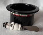 Rare Hallmark Ceramic Snowman Top Hat 2-CUP Serving Bowl W/matching Spreader. Fixed Price $26.99.