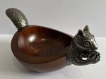 Vagabond House Vtg Squirrel Head & Tail Bowl In Wood Pewter Mcm. Fixed Price $44.99.