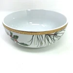 St. Nicholas Square Holiday Laurel 20OZ Soup 6" Bowl Holly Berry Pine Cone Gold. Fixed Price $16.00.