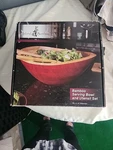Bamboo Serving Bowl And Utensil Set 14 X 5 1/2 Dimension. Fixed Price $23.00.