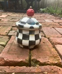Authentic Mackenzie-childs Courtly Check Enamel Lidded Sugar Bowl Founder Gifted. Fixed Price $350.00.