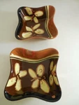 Bella Casa Ganz 2 Bowls Brown Butterfly Square New. Fixed Price $18.00.