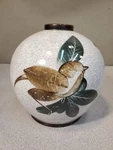 B+g Bing And Grondahl Copenhagen Denmark Craquel Birds Vase, No 38K/4 C.1915-48. Fixed Price $149.95.