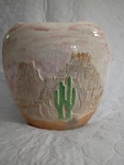 Vtg Narrow Southwest Style Vase. 9 In X Cactus Desert Themed Unmarked. Fixed Price $22.99.