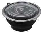 24OZ Round Black Microwaveable Bowl With Vented Clear Lid, 120 Sets (40/6). Fixed Price $36.40.