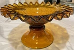 Taste Of Home Entertaining Amber Glass Ruffled Edge Fruit Serving Bowl 9"X 5. Fixed Price $15.00.