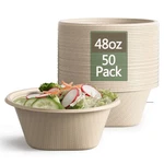Large Disposable - Heavy Duty Paper Bowls Made From Sugarcane And Bamb.... Fixed Price $28.35.