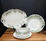 Home For The Holidays Soup Pasta Bowl Set Of 4(OR 3) Christmas Holly Gold Rim 8". Fixed Price $60.00.