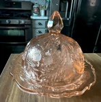 Mosser Pink Depression Glass Thistle Butter/cheese Dish. Fixed Price $44.00.